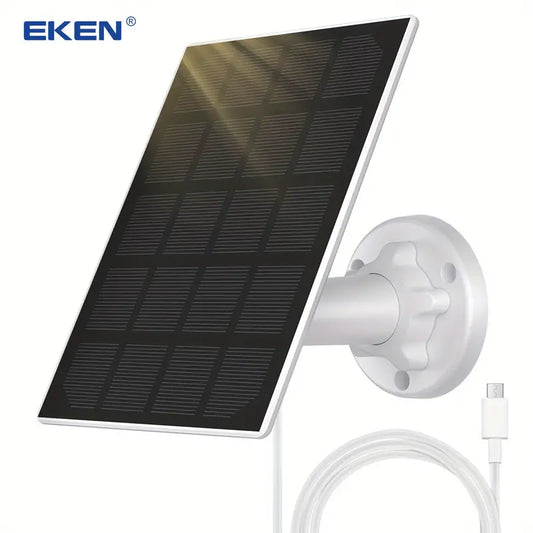 1pc EKEN 3W 0.5A Solar Panel Charging Compatible With Security Camera Outdoor Wireless, Not Compatible With Cellphones, Ring Devices, And Arlo Cameras, 360° Adjustable Mounting, Waterproof Solar Panel With 9.84ft Micro USB Port Charging Cable